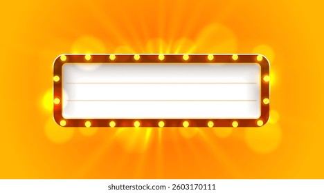 Light frame label, event bar casino, show signboard. Vector illustration