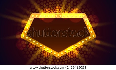 Light frame label, event bar casino, show signboard. Vector illustration