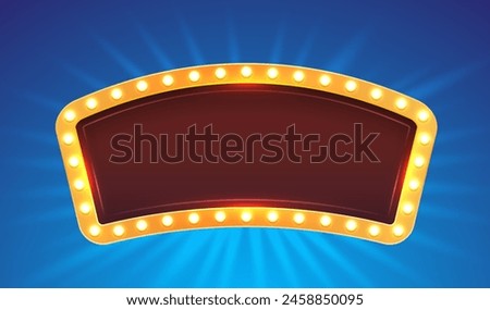 Light frame label, event bar casino, show signboard. Vector illustration