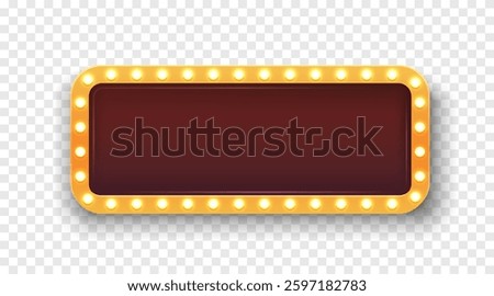 Light frame label, event bar casino, show signboard, on a transparent background. Vector illustration