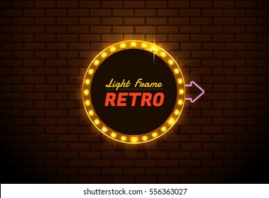 Light Frame Retro,Shining Retro Banner.you Can Move Arrow