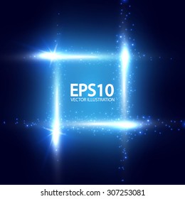 Light frame. Shining banner for your message. Vector illustration.