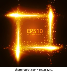 Light frame. Shining banner for your message. Vector illustration.