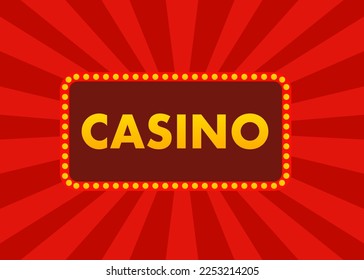 Light frame shining retro billboard with decoration. Casino vintage style. Retro frame with light bulb. Bulbs for casino. Casino banner. Online casino. Vector illustration
