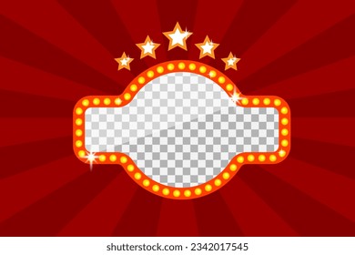 Light frame shining retro billboard. Casino vintage style. Electric bulbs. Vector illustration. Eps 10.