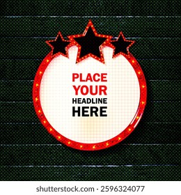 Light frame shining retro billboard with decoration. Casino vintage style. Vector illustration