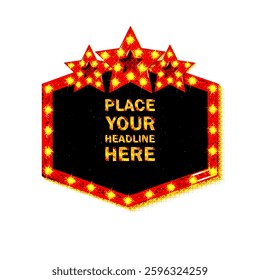 Light frame shining retro billboard with decoration. Casino vintage style. Vector illustration