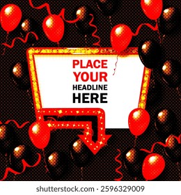 Light frame shining retro billboard with decoration. Casino vintage style. Vector illustration