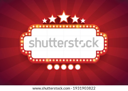 Light frame shining retro billboard with decoration. Casino vintage style. Vector illustration