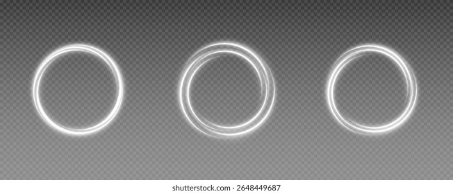 Light frame, frame for text, applications, websites. Glowing gold, silver frame, bright ring, circle of fire trail, vector, png.
