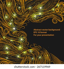 light framework with golden curl branch for your text or presentation