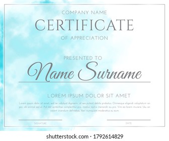 Light Fresh Blue Certificate Design
