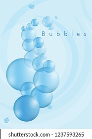 Light and fresh bubbles in blue water