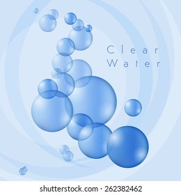 Light and fresh bubbles in clear blue water