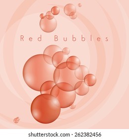 Light and fresh red bubbles in red liquid
