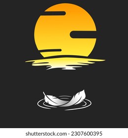 the light of the full moon reflects light on the water and eagle feathers that fall on the water. can be used for clothing designs, wallpapers etc