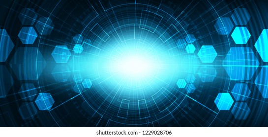 Light Futuristic Digital Circuit Network on Blue Background,future and speed technology Concept design,Vector illustration.