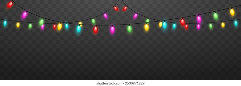 Light garlands. Festive background. isolated on transparent background.