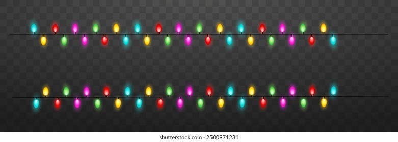 Light garlands. Festive background. isolated on transparent background.