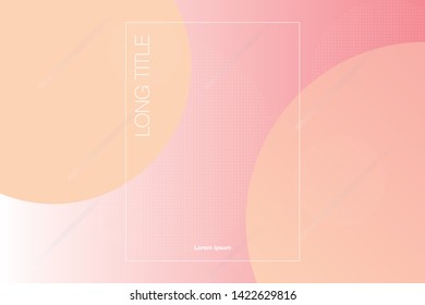 Light geometric abstract background with pastel gradient back and gradient circles on front, and dotted circles on back with some transparent lines. With notebook or brochure design square and titles.