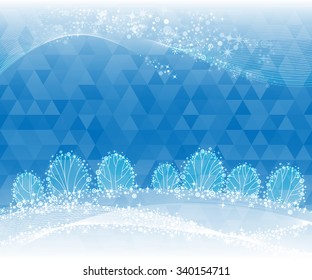 light geometric background with Christmas winter landscape, vector