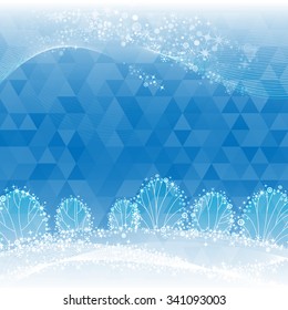 light geometric background with festive winter landscape, vector