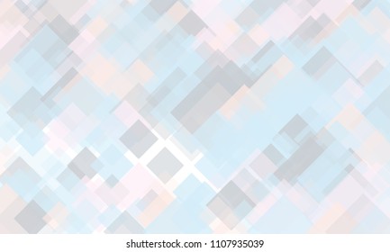 Light geometric background. Light, translucent, transparent squares with overlapping. Vector illustration. Pattern, backdrop in a modern minimalist style. Different shades of blue, pink, violet color.