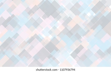 Light geometric background. Light, translucent, transparent squares with overlapping. Vector illustration. Pattern, backdrop in a modern minimalist style. Different shades of blue, pink, violet color.
