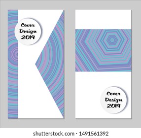 Light Geometric Covers with Form. Two Girlie Vertical Covers with Pink and Violet Background.