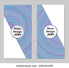 Light Geometric Covers with Form. Two Girlie Vertical Covers with Pink and Violet Background.