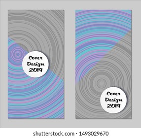 Light Geometric Covers with Form. Two Girlie Vertical Covers with Pink and Violet Background.