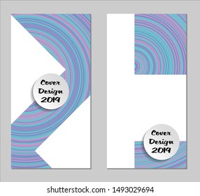 Light Geometric Covers with Form. Two Girlie Vertical Covers with Pink and Violet Background.