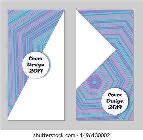Light Geometric Covers with Form. Two Girlie Vertical Covers with Pink and Violet Background.