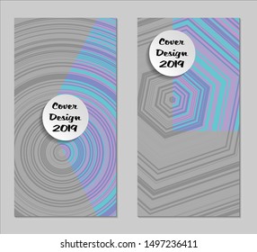 Light Geometric Covers with Form. Two Girlie Vertical Covers with Pink and Violet Background.
