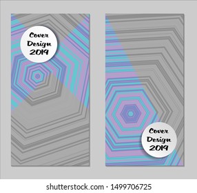Light Geometric Covers with Form. Two Girlie Vertical Covers with Pink and Violet Background.