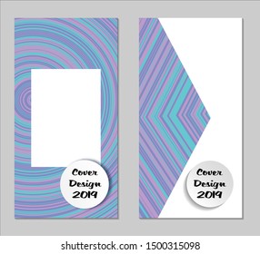 Light Geometric Covers with Form. Two Girlie Vertical Covers with Pink and Violet Background.