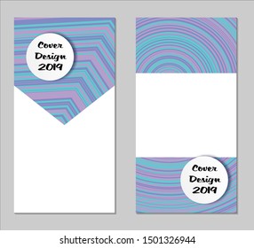 Light Geometric Covers with Form. Two Girlie Vertical Covers with Pink and Violet Background.