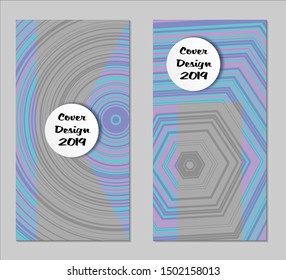 Light Geometric Covers with Form. Two Girlie Vertical Covers with Pink and Violet Background.