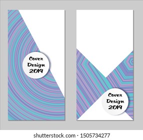 Light Geometric Covers with Form. Two Girlie Vertical Covers with Pink and Violet Background.