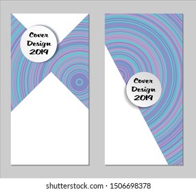 Light Geometric Covers with Form. Two Girlie Vertical Covers with Pink and Violet Background.
