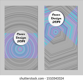 Light Geometric Covers with Form. Two Girlie Vertical Covers with Pink and Violet Background.