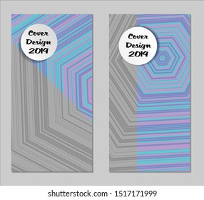 Light Geometric Covers with Form. Two Girlie Vertical Covers with Pink and Violet Background.