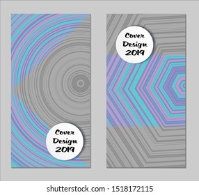 Light Geometric Covers with Form. Two Girlie Vertical Covers with Pink and Violet Background.
