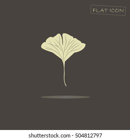 Light ginkgo leaf on black, vector illustration