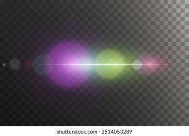 Lichtreflexion des Strahls. Neonlicht und Blitz. Auf transparentem Hintergrund.