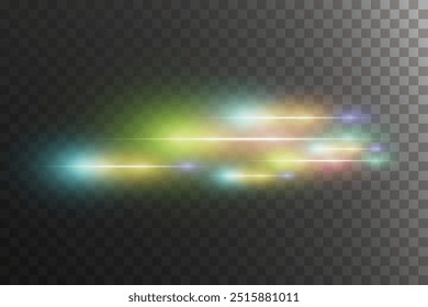Lichtreflexion des Strahls. Neonlicht und Blitz. Auf transparentem Hintergrund.	
