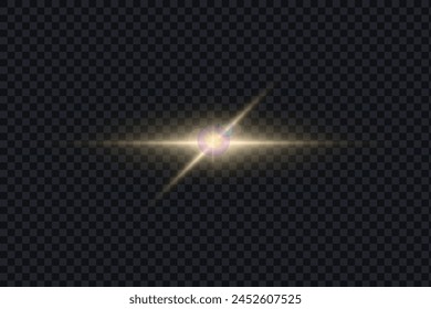 Light glare effect. Star shining light particles, vector design elements on transparent background.