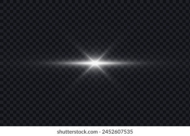 Light glare effect. Star shining light particles, vector design elements on transparent background.