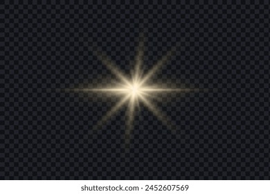 Efecto de deslumbramiento ligero. Estrella de partículas de luz brillante, Elementos de diseño de Vector sobre fondo transparente.