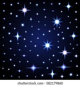 Light glare, space stars. Vector illustration of lens flares.